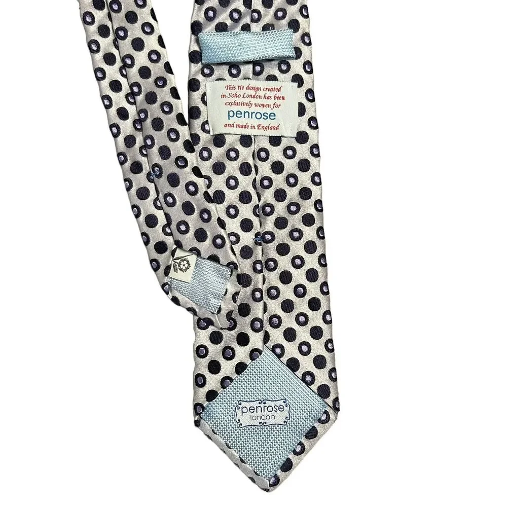 Penrose London Metallic Polka Dot Men's Silk Neck Tie Business Preppy‎ Quirky